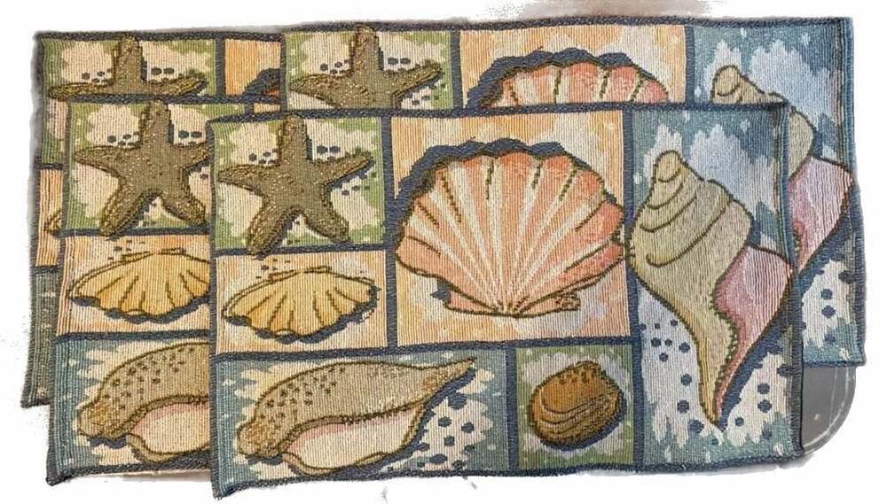 Set of 4 Home Concepts Seashells Nautical Tapestry Placemats